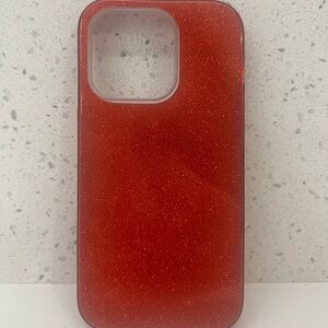 Red Glitter 14 Pro Phone Case